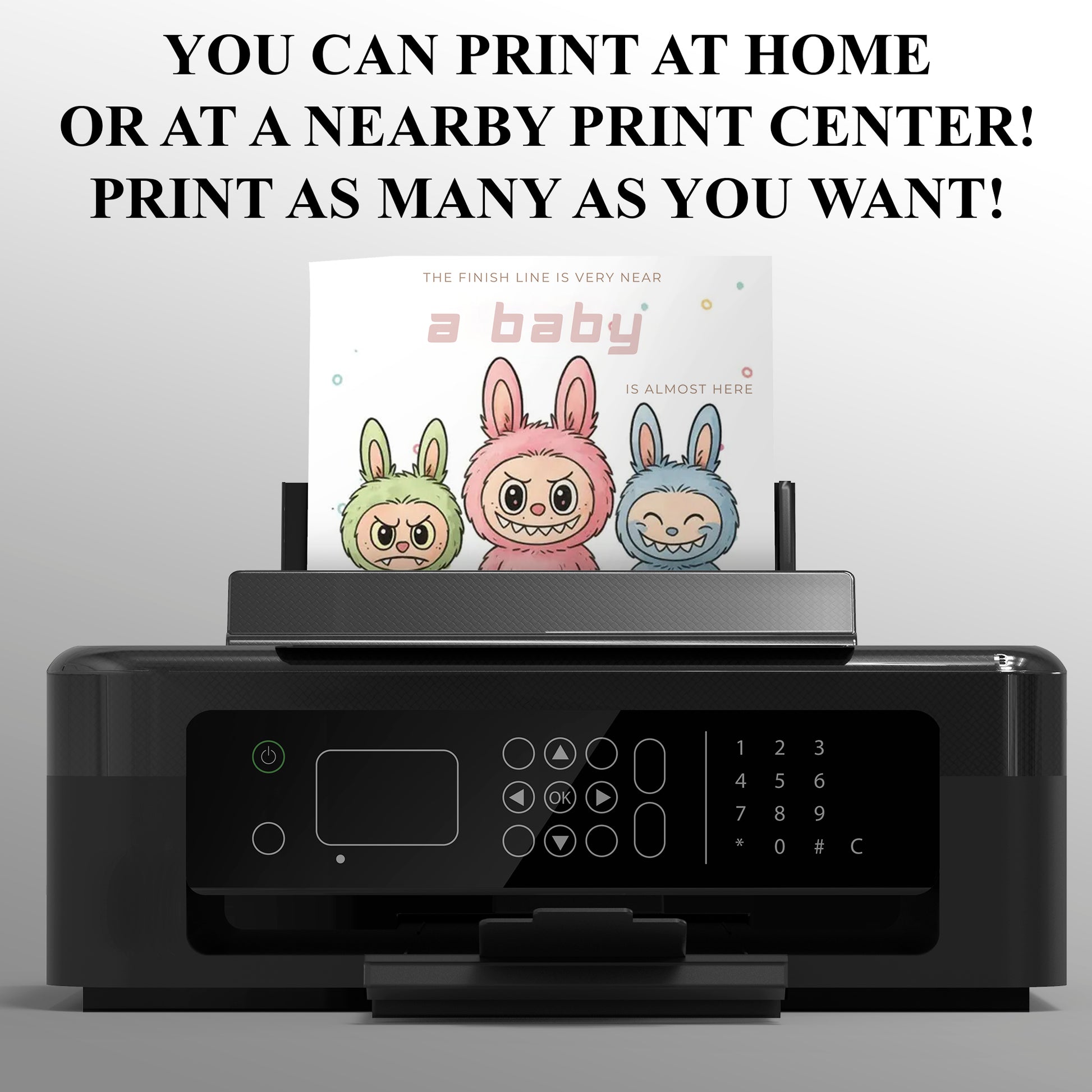 Printable Labubu Baby Invite Card - CreativeRino