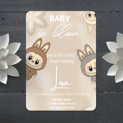 Gender Neutral Labubu Baby Invite - CreativeRino