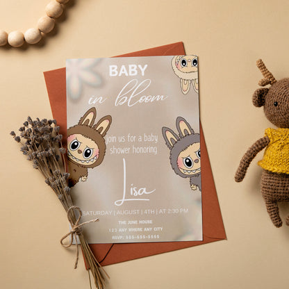 Gender Neutral Labubu Baby Invite - CreativeRino