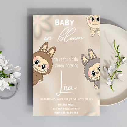 Gender Neutral Labubu Baby Invite - CreativeRino