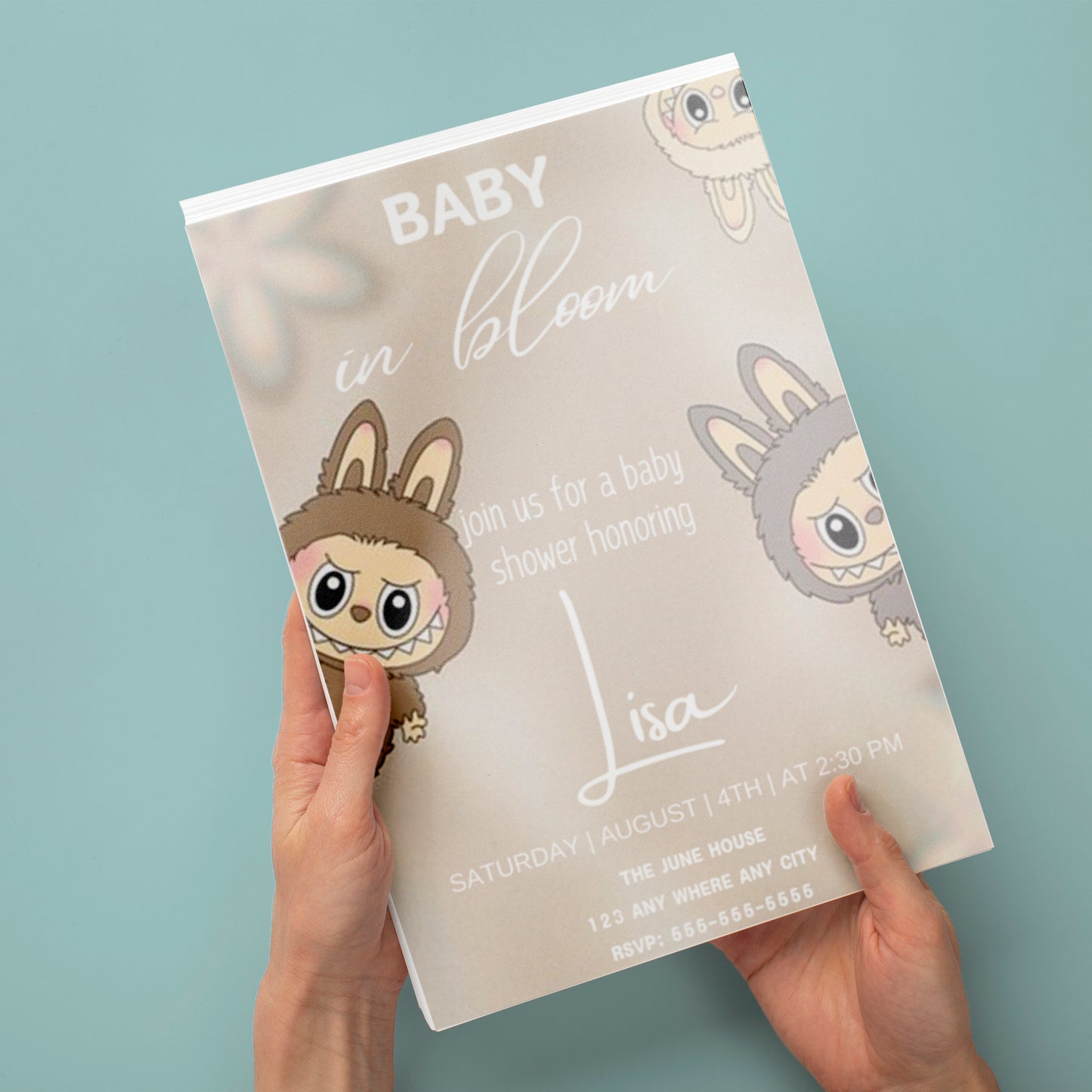 Gender Neutral Labubu Baby Invite - CreativeRino