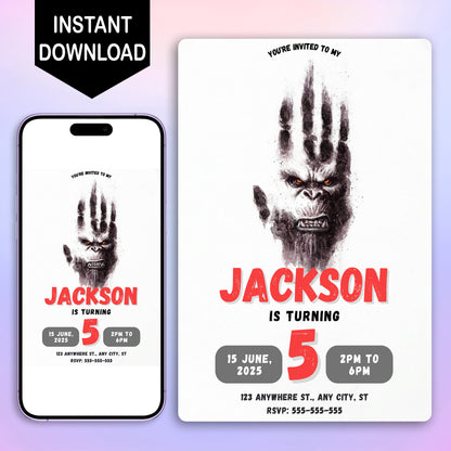 King Kong Birthday Invitation Template - CreativeRino