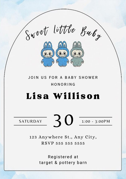 Labubu Baby Shower Card Template - CreativeRino