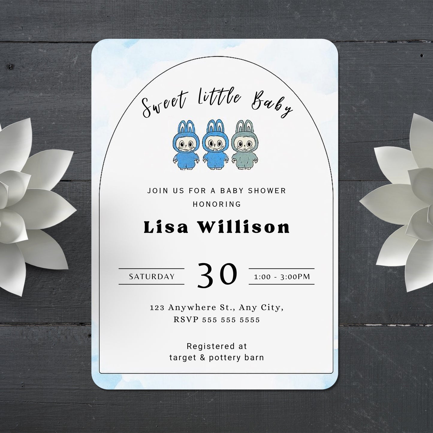 Labubu Baby Shower Card Template - CreativeRino