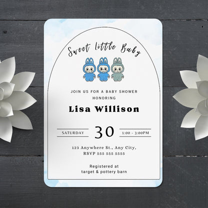 Labubu Baby Shower Card Template - CreativeRino