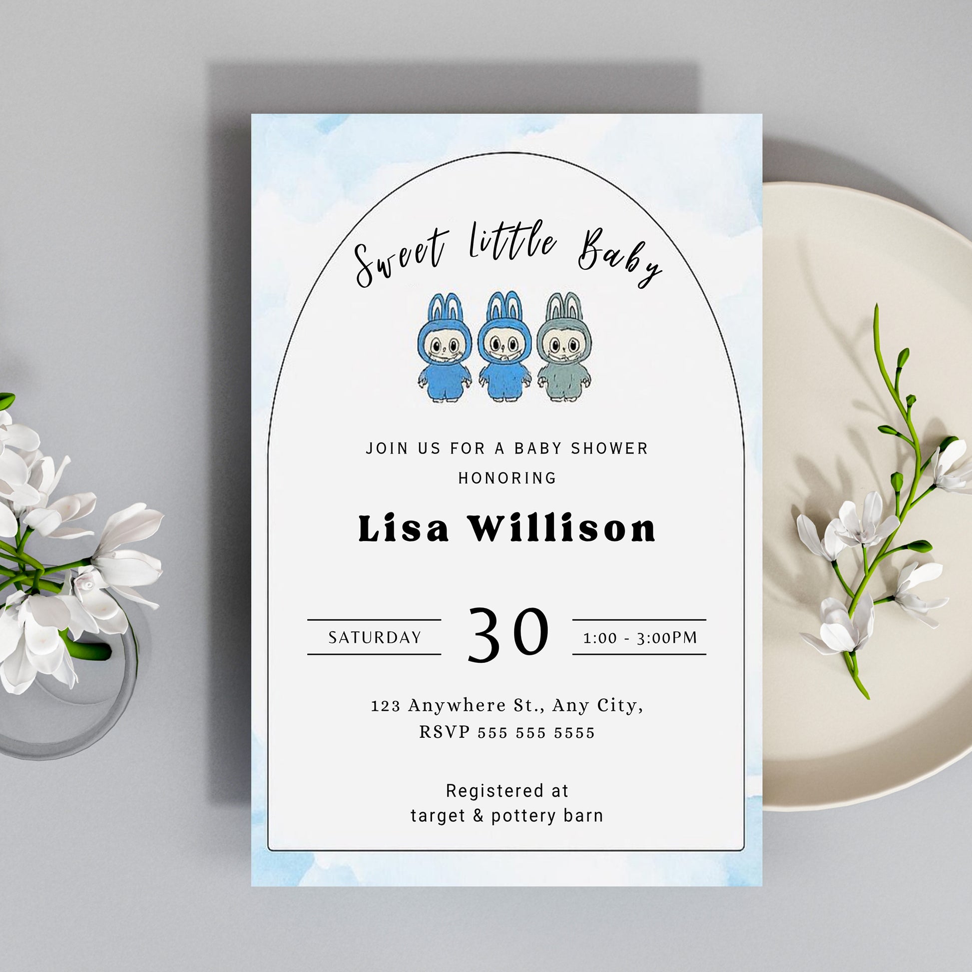 Labubu Baby Shower Card Template - CreativeRino