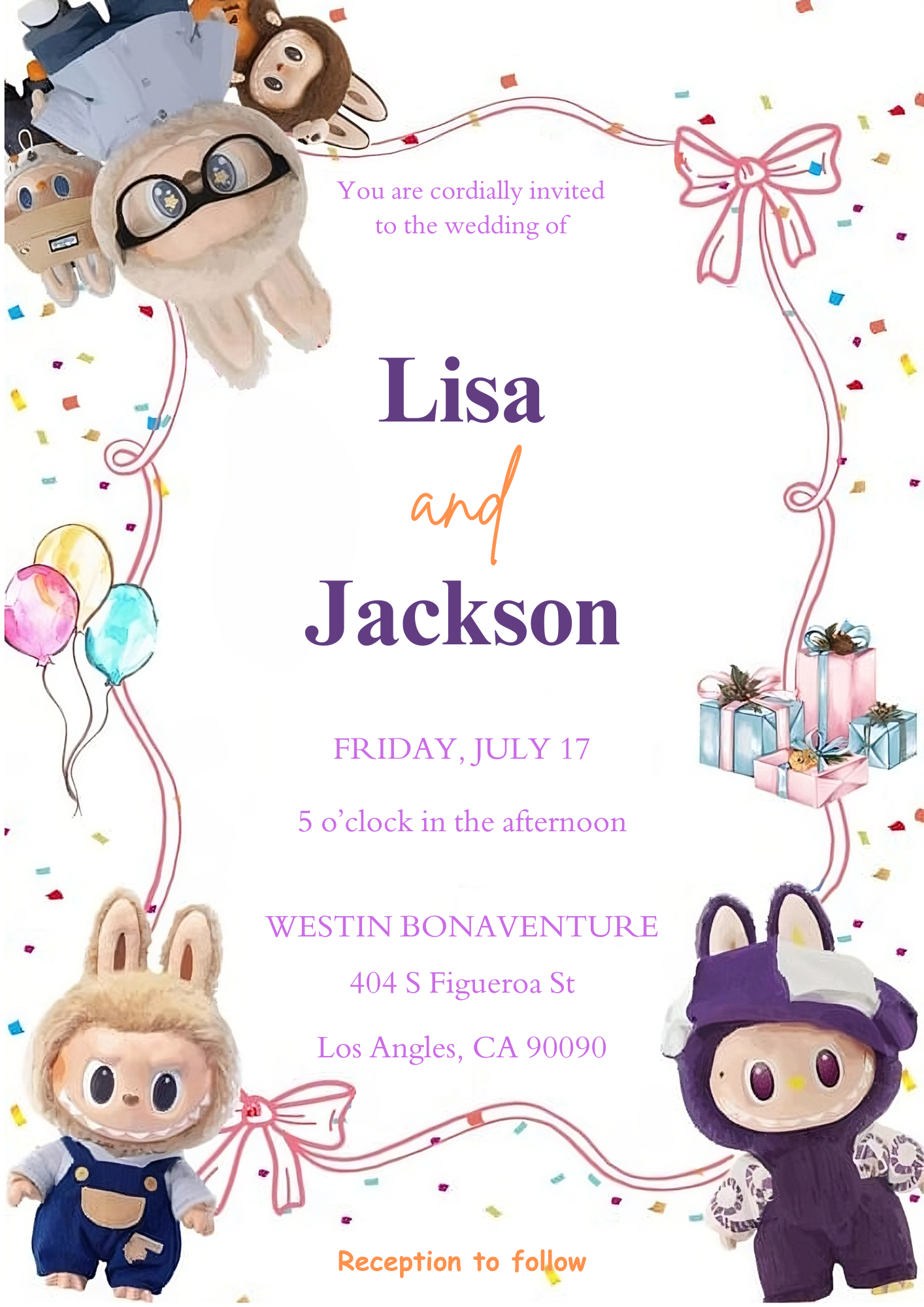 Labubu Wedding Invitation Template - CreativeRino