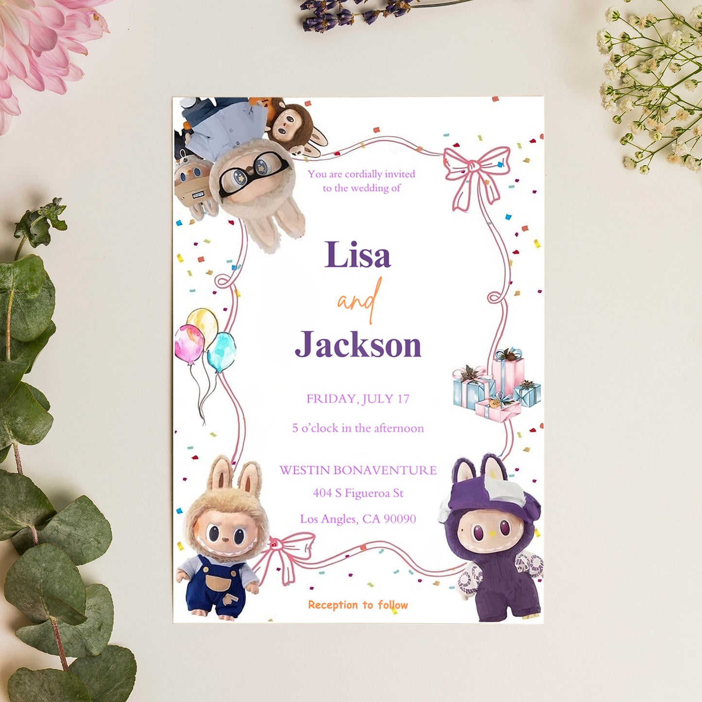 Labubu Wedding Invitation Template - CreativeRino