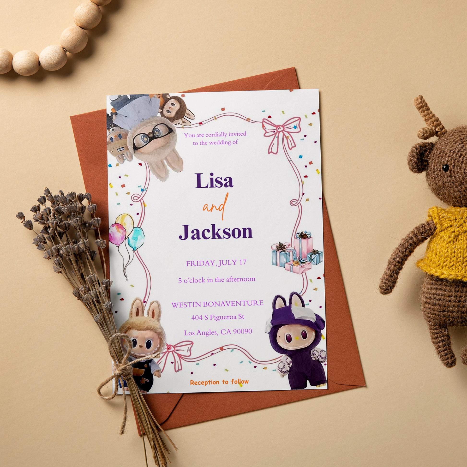 Labubu Wedding Invitation Template - CreativeRino