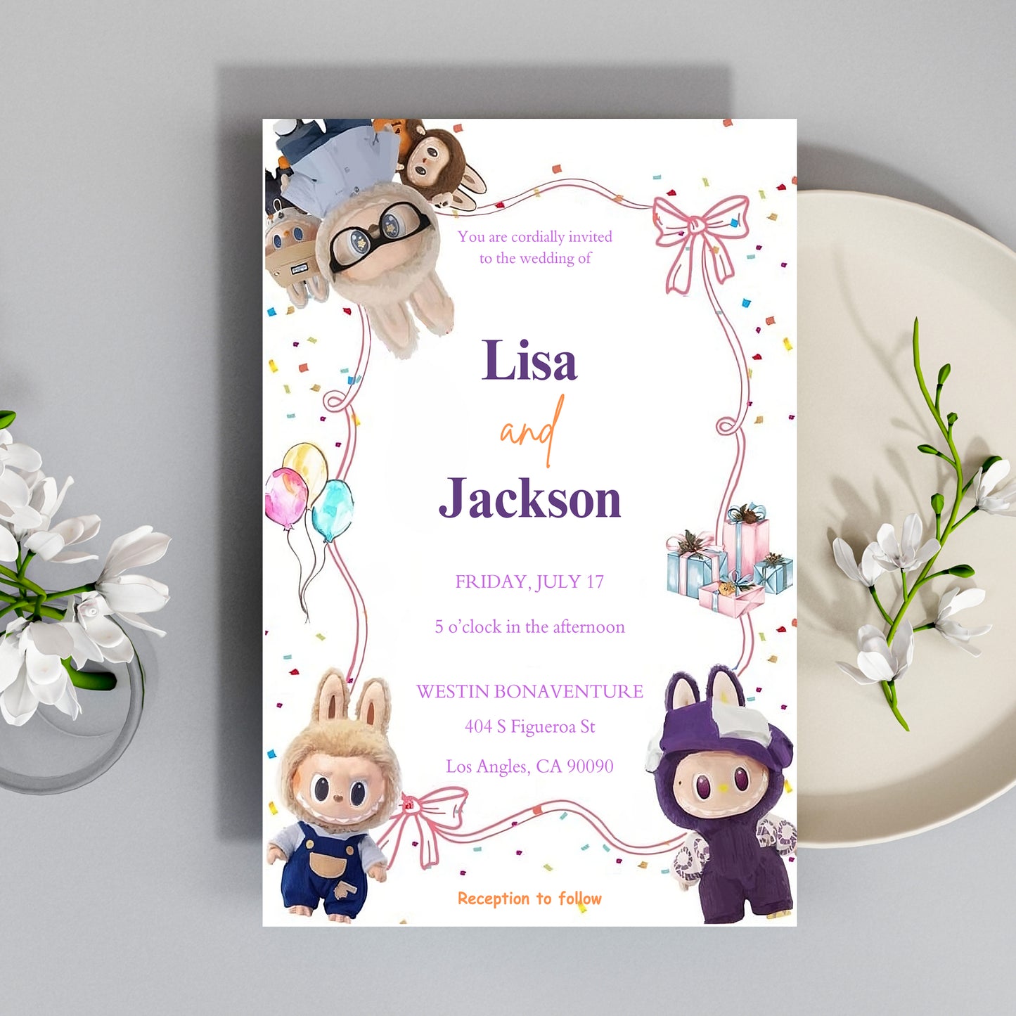 Labubu Wedding Invitation Template - CreativeRino