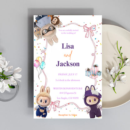 Labubu Wedding Invitation Template - CreativeRino