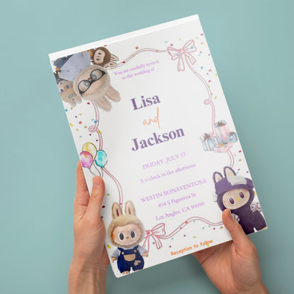 Labubu Wedding Invitation Template - CreativeRino