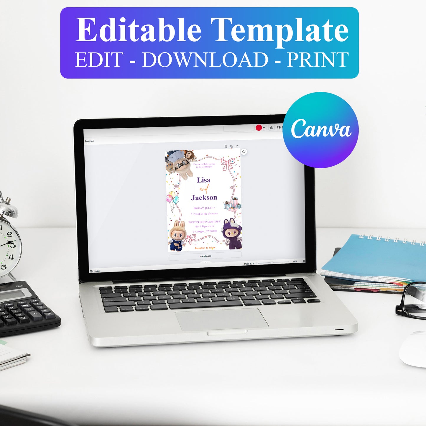 Labubu Wedding Invitation Template - CreativeRino