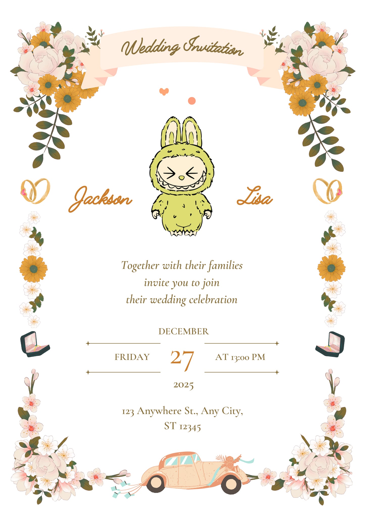 Elegant Labubu Wedding Invite - CreativeRino