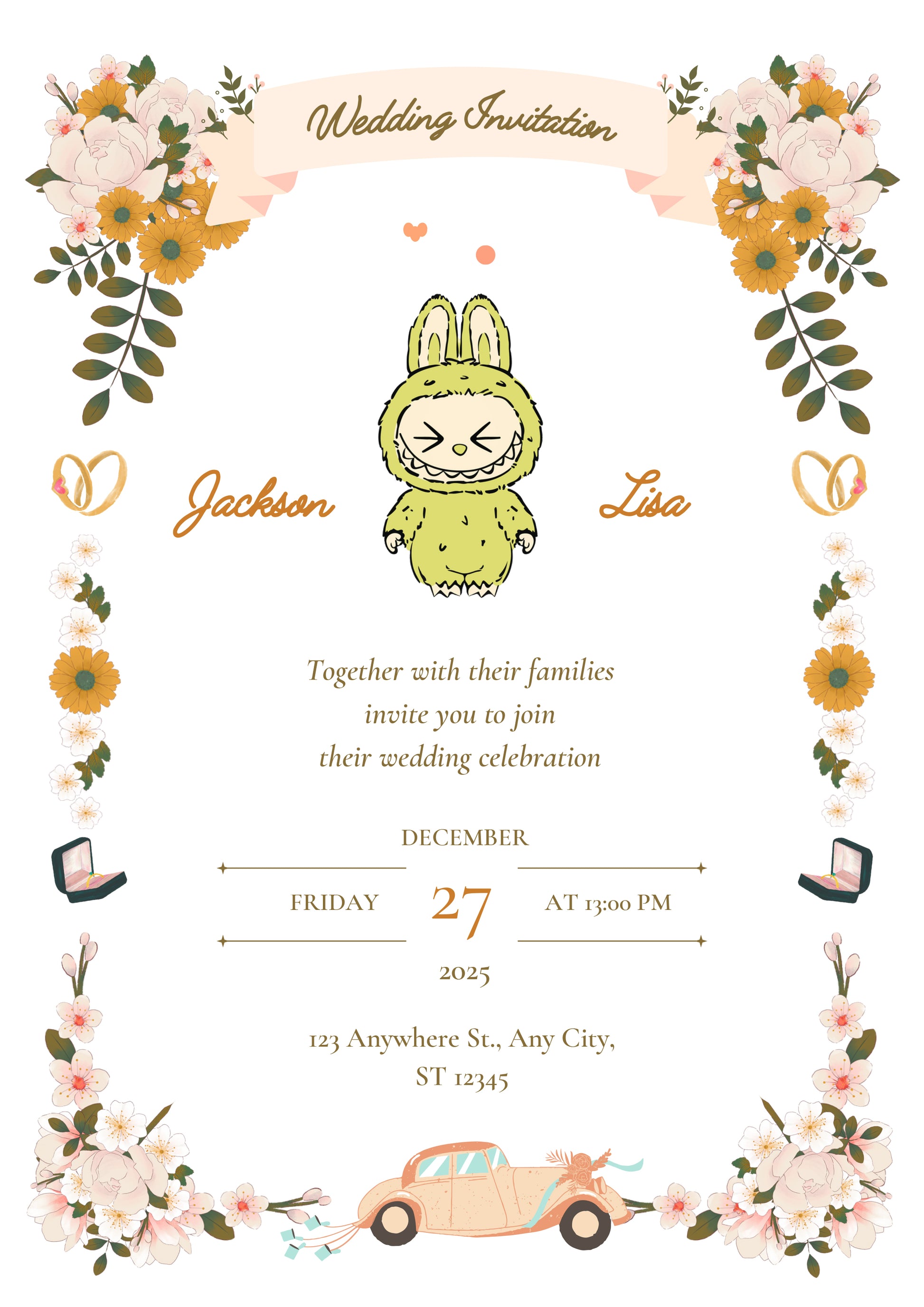 Elegant Labubu Wedding Invite - CreativeRino