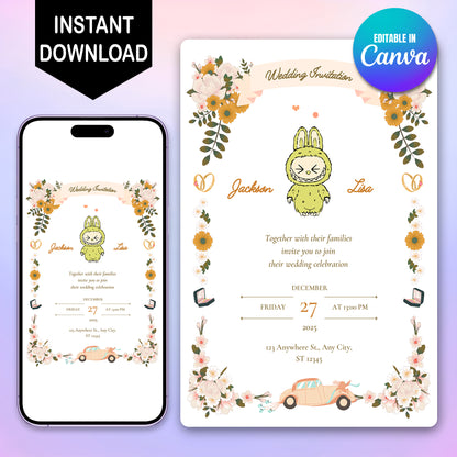 Elegant Labubu Wedding Invite - CreativeRino