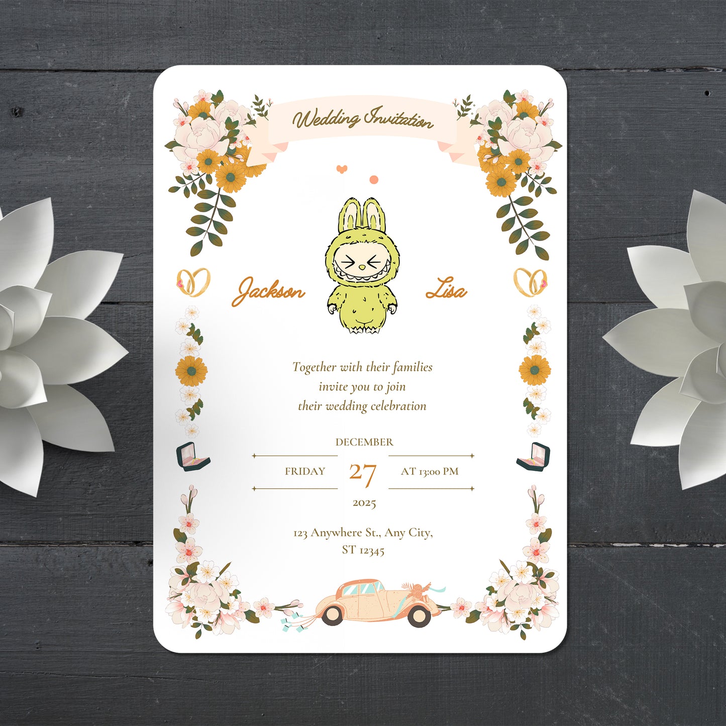 Elegant Labubu Wedding Invite - CreativeRino