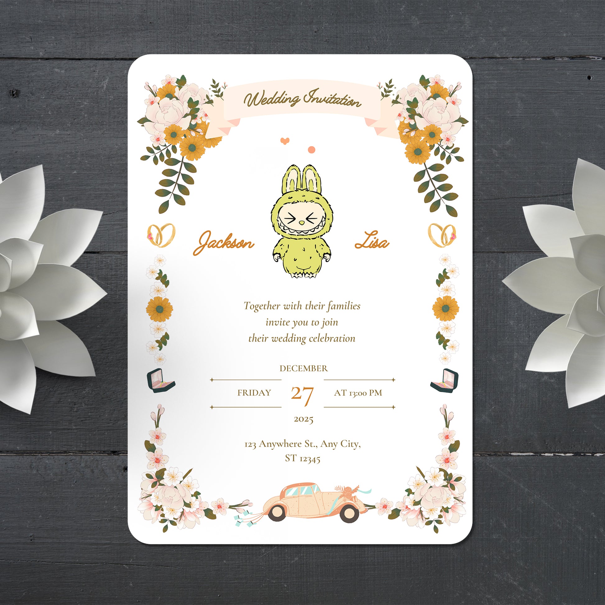 Elegant Labubu Wedding Invite - CreativeRino