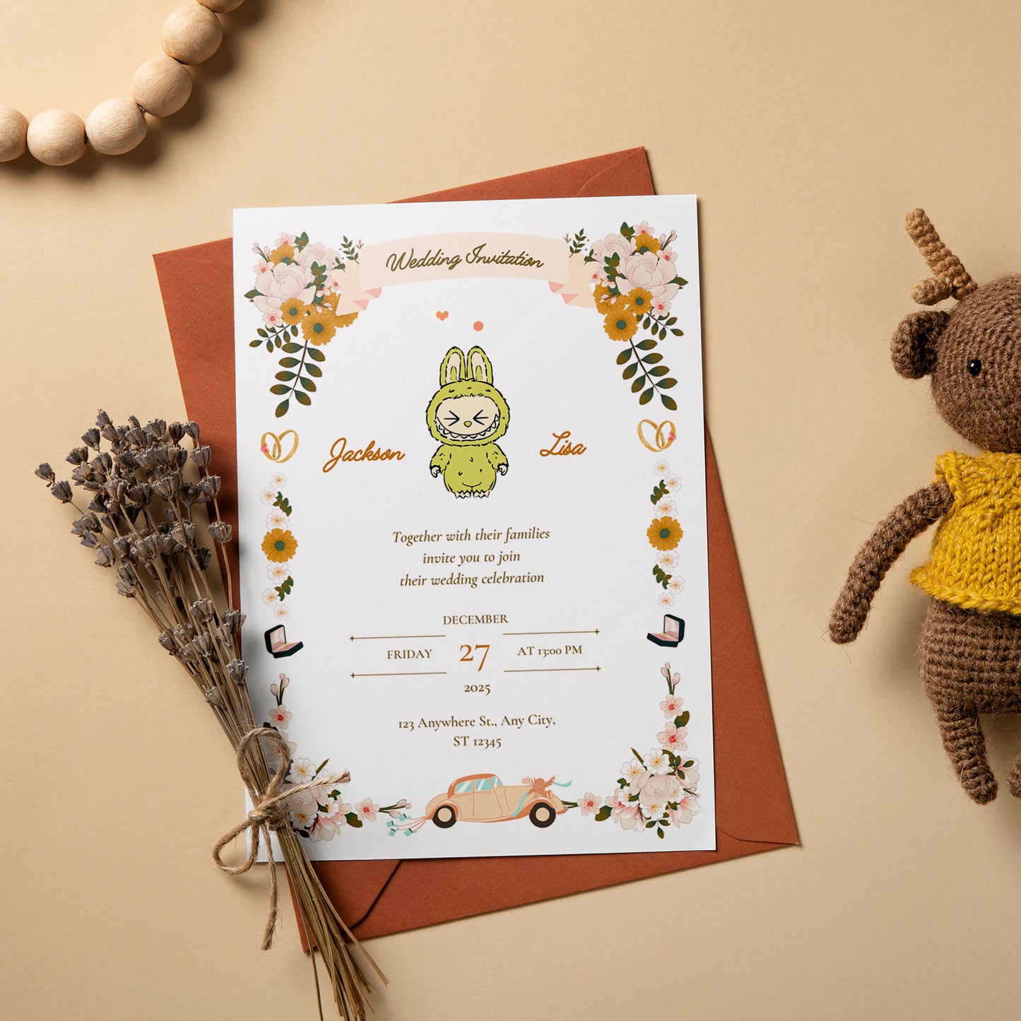 Elegant Labubu Wedding Invite - CreativeRino