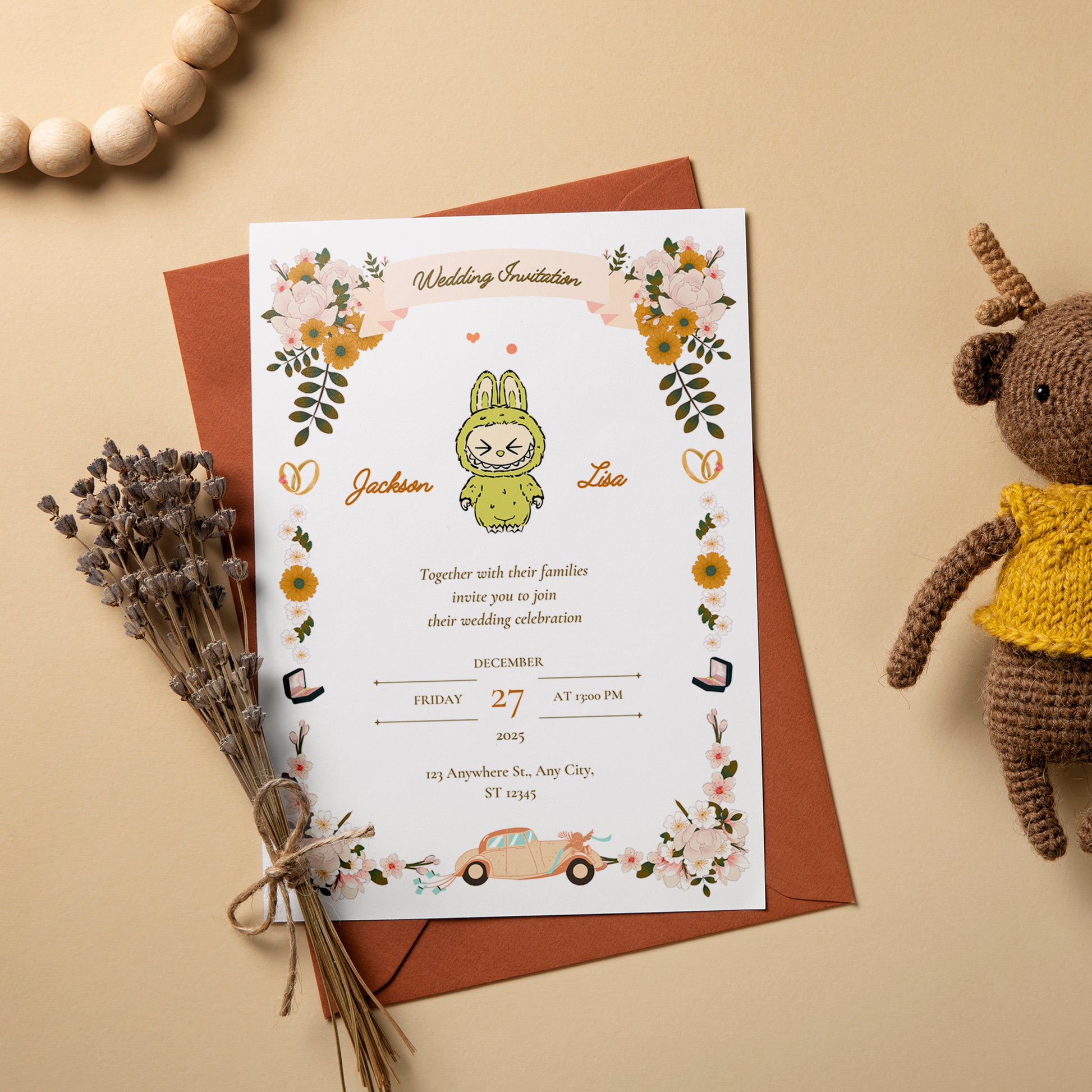 Elegant Labubu Wedding Invite - CreativeRino