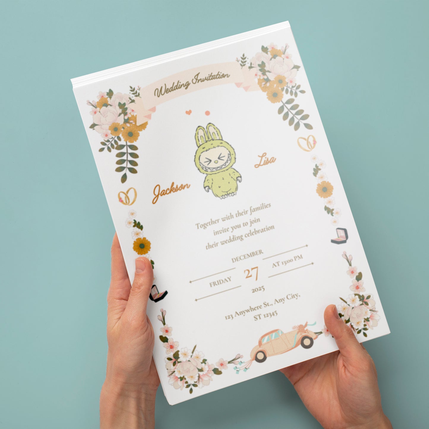 Elegant Labubu Wedding Invite - CreativeRino