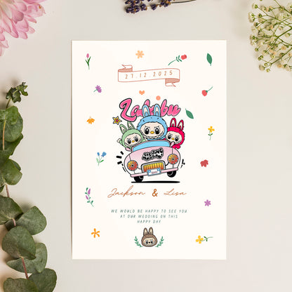 Labubu Inspired Wedding Invitation - CreativeRino