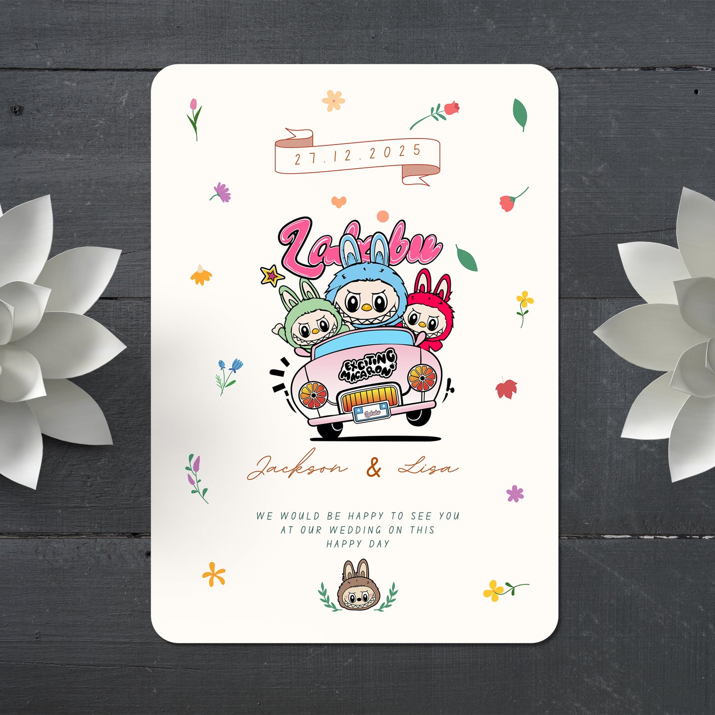 Labubu Inspired Wedding Invitation - CreativeRino