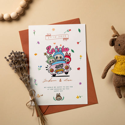 Labubu Inspired Wedding Invitation - CreativeRino