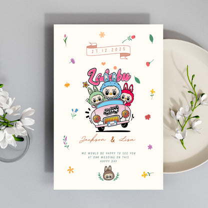 Labubu Inspired Wedding Invitation - CreativeRino