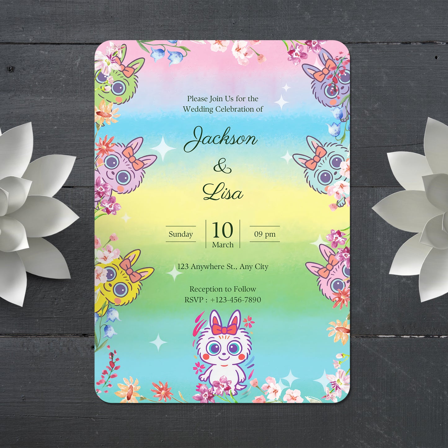 Labubu Wedding Invitation Card - CreativeRino
