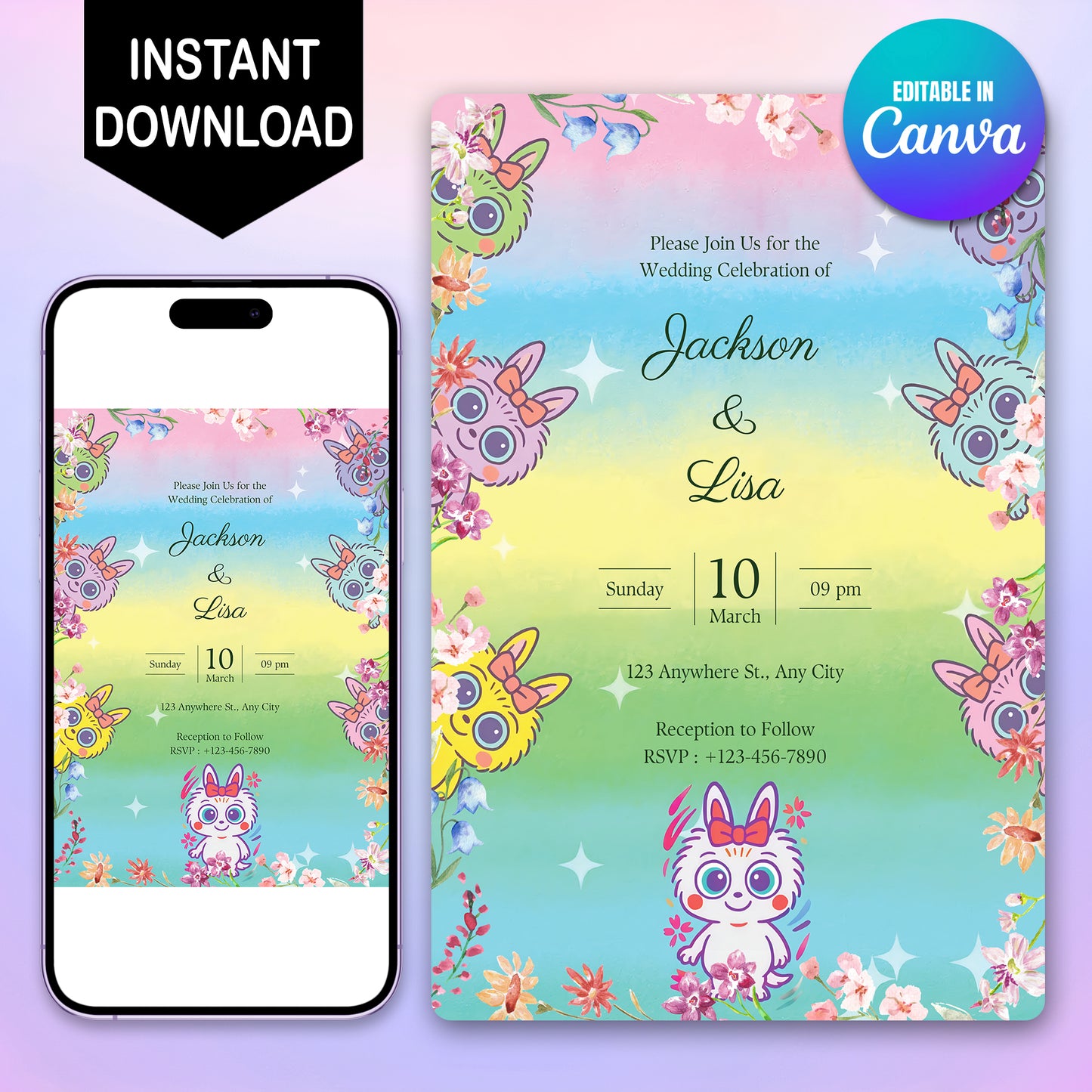 Labubu Wedding Invitation Card - CreativeRino