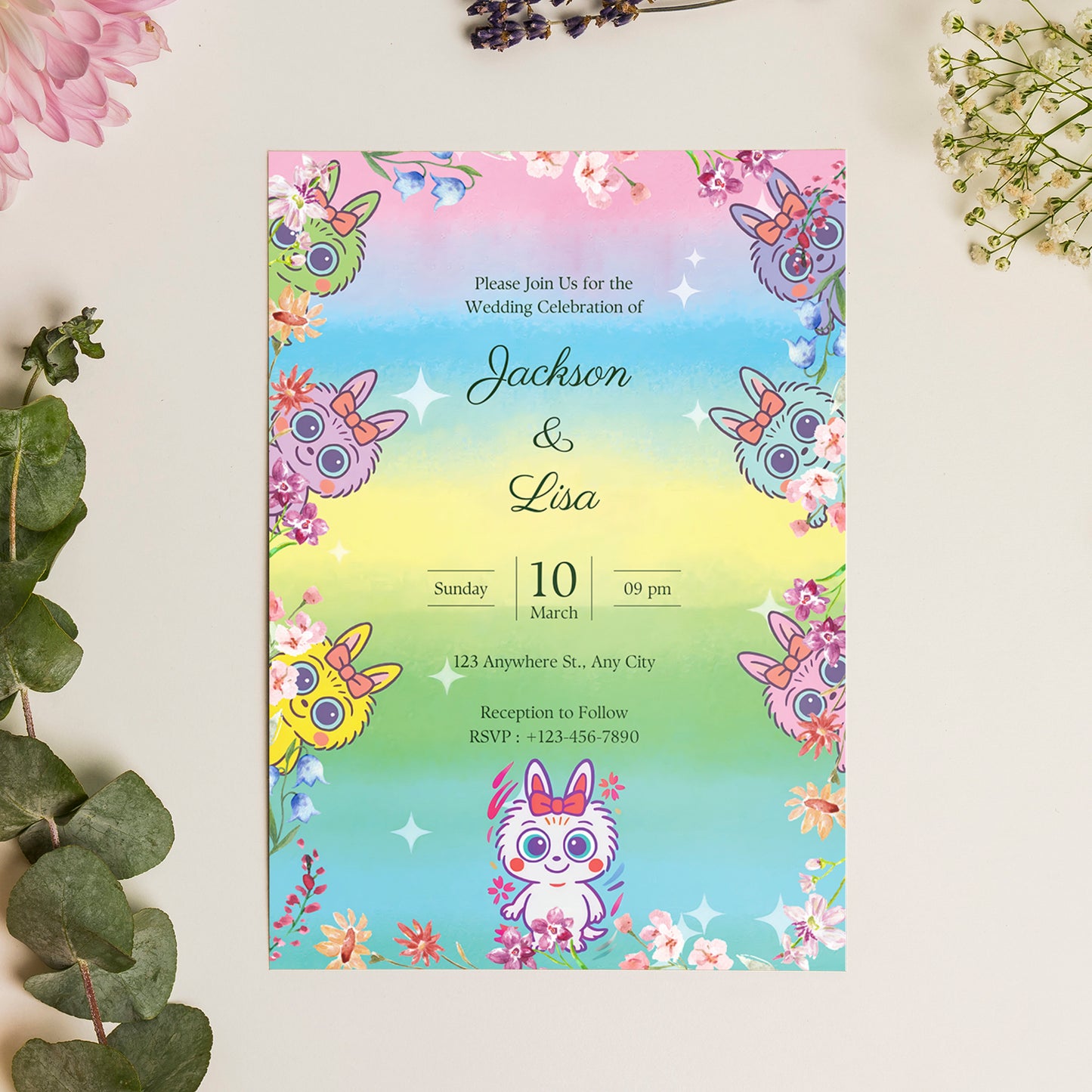 Labubu Wedding Invitation Card - CreativeRino