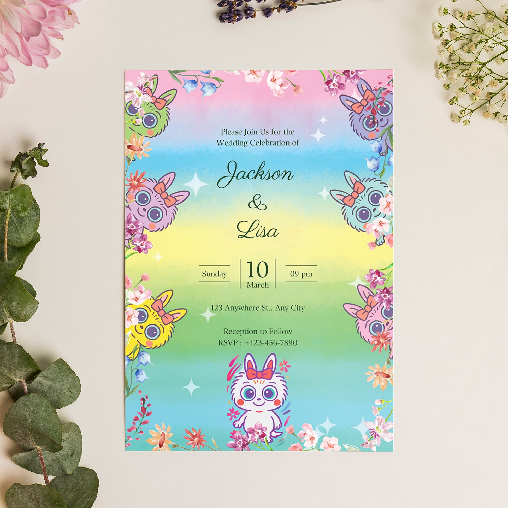 Labubu Wedding Invitation Card - CreativeRino
