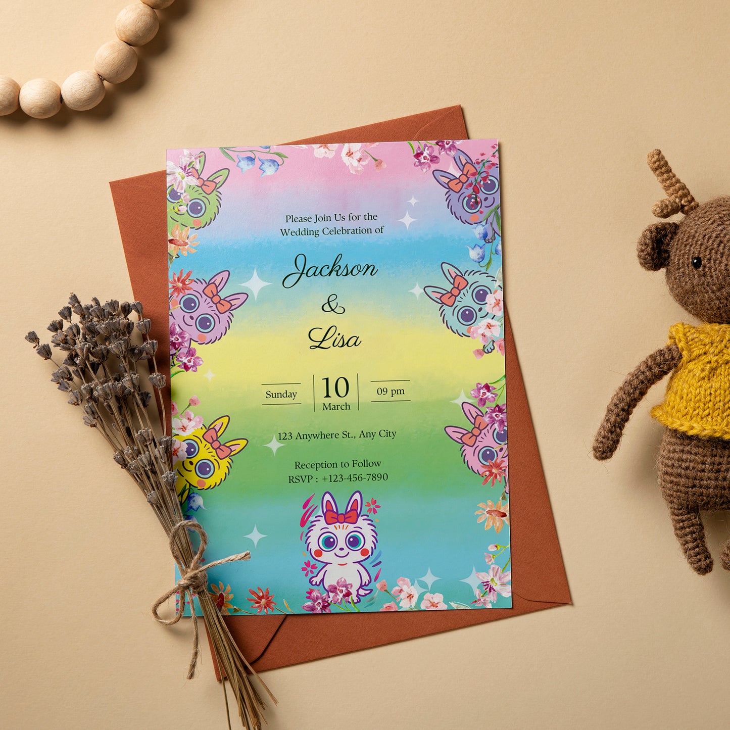 Labubu Wedding Invitation Card - CreativeRino