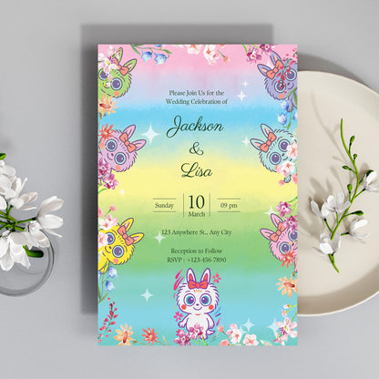 Labubu Wedding Invitation Card - CreativeRino