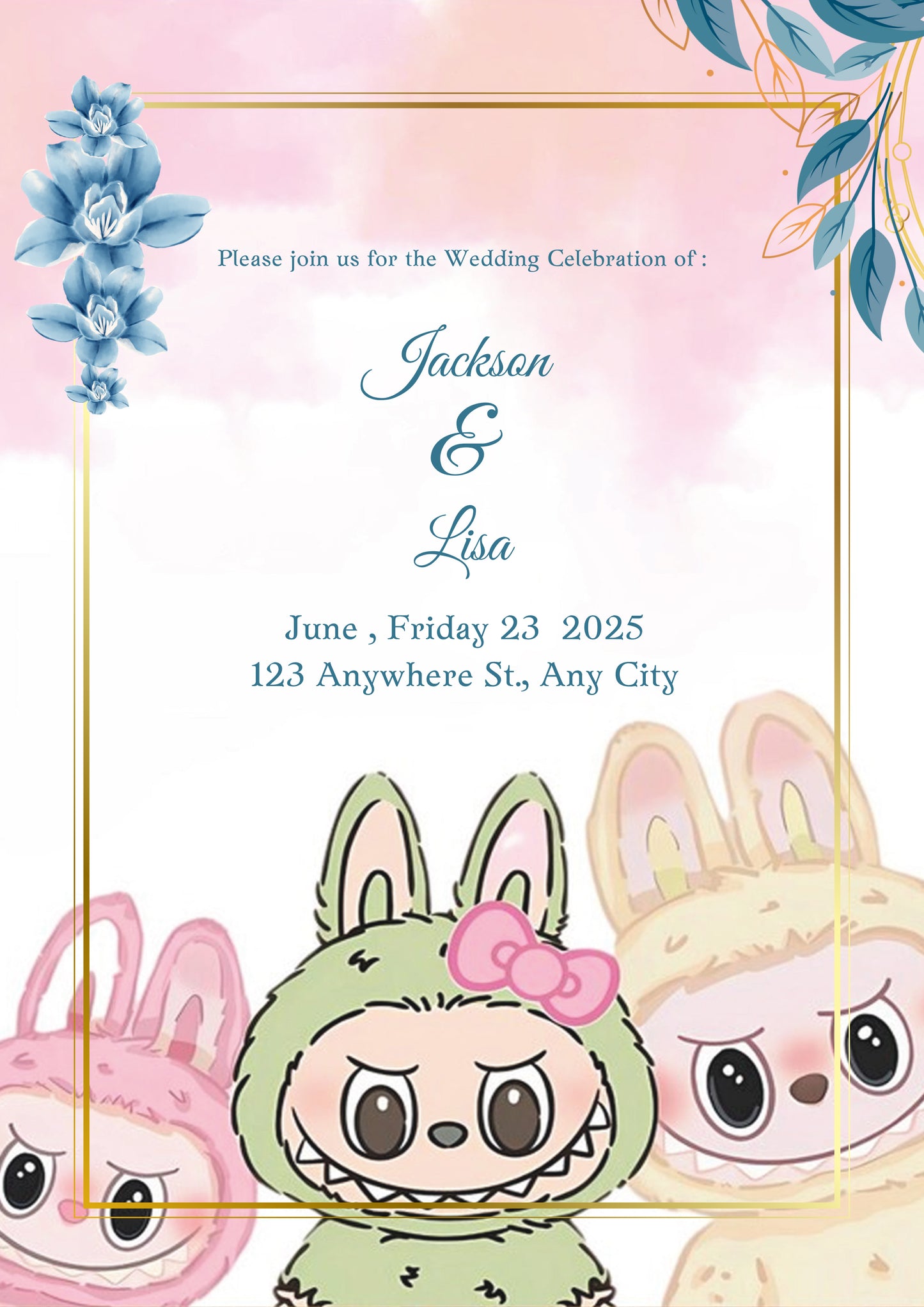Labubu Printable Wedding Invite - CreativeRino