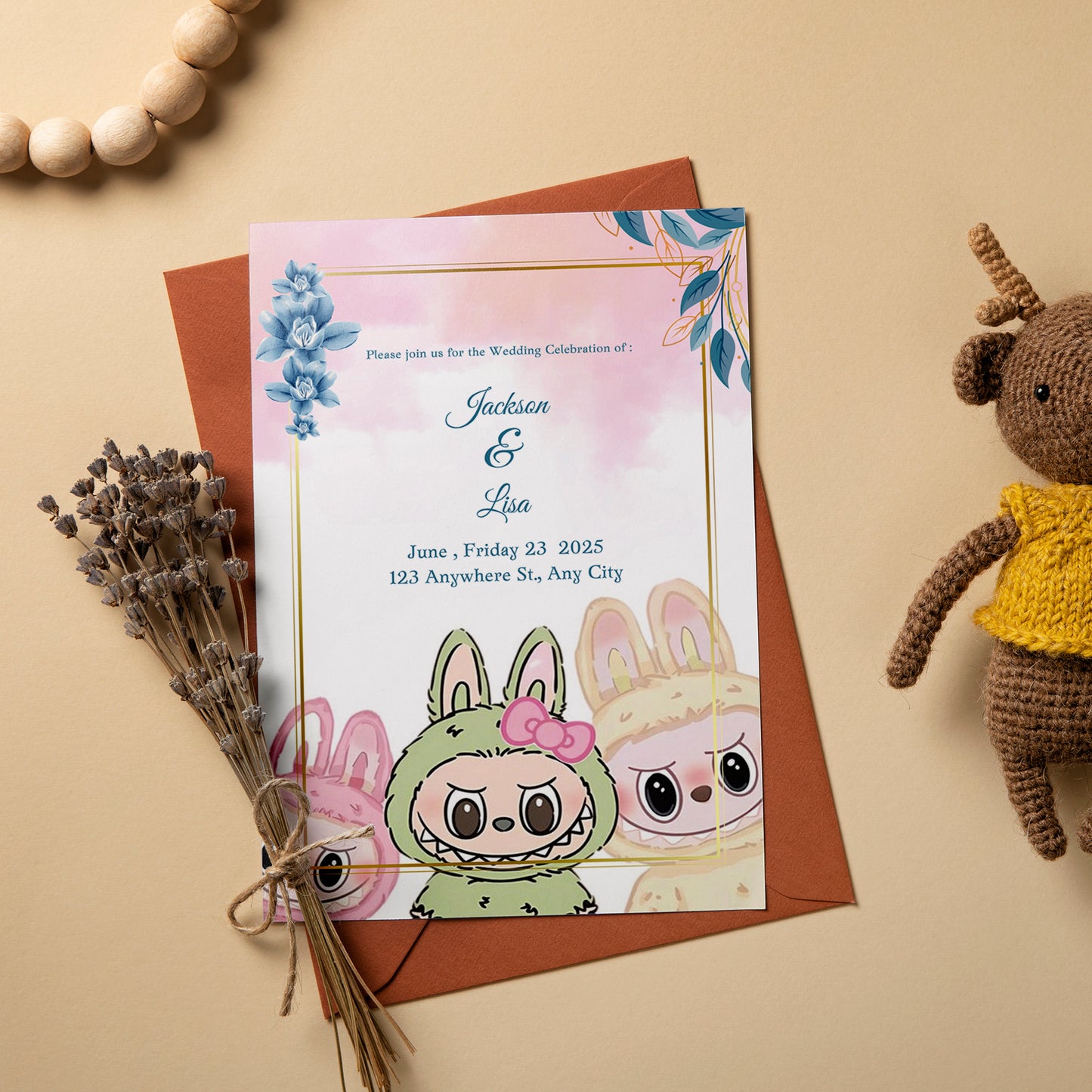 Labubu Printable Wedding Invite - CreativeRino