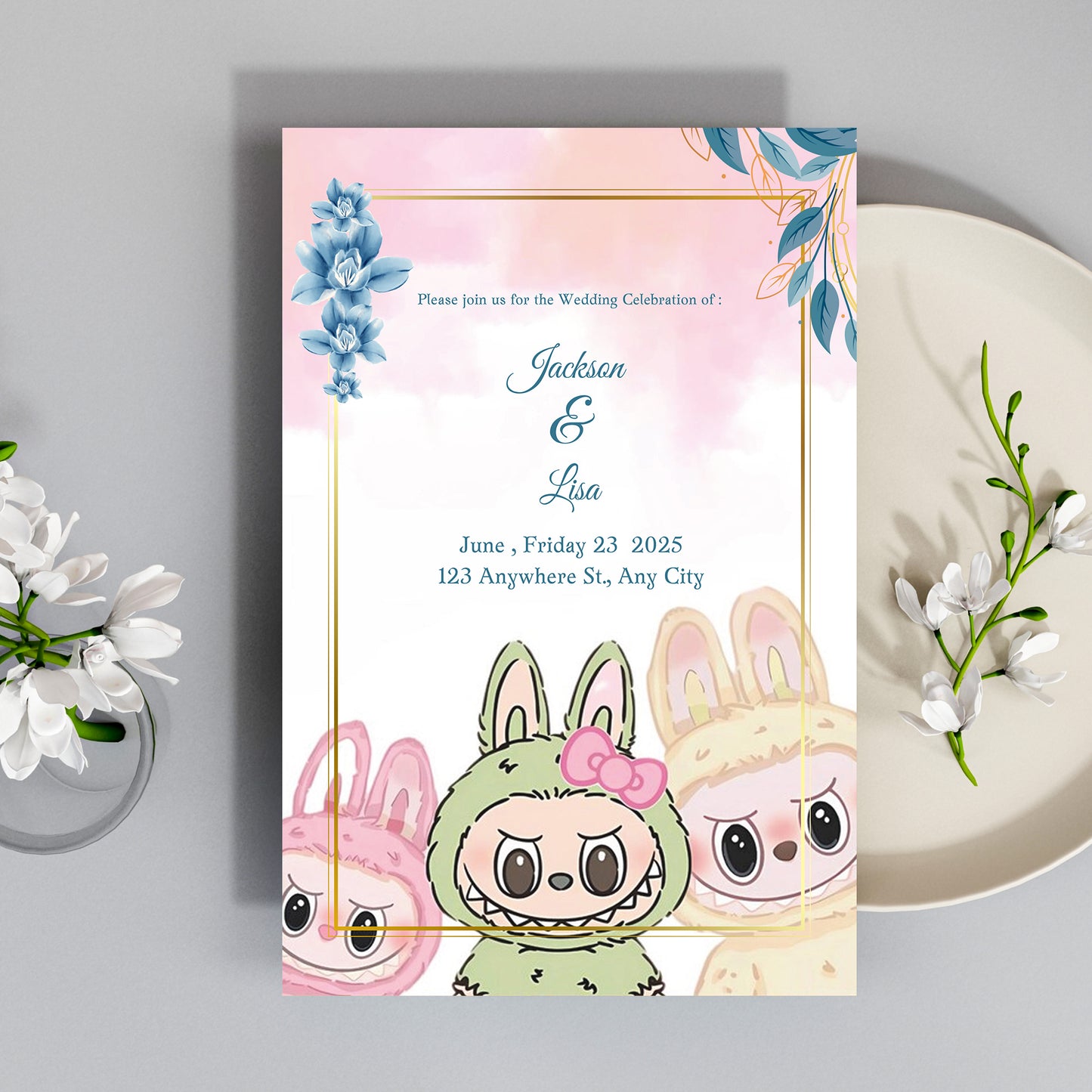 Labubu Printable Wedding Invite - CreativeRino