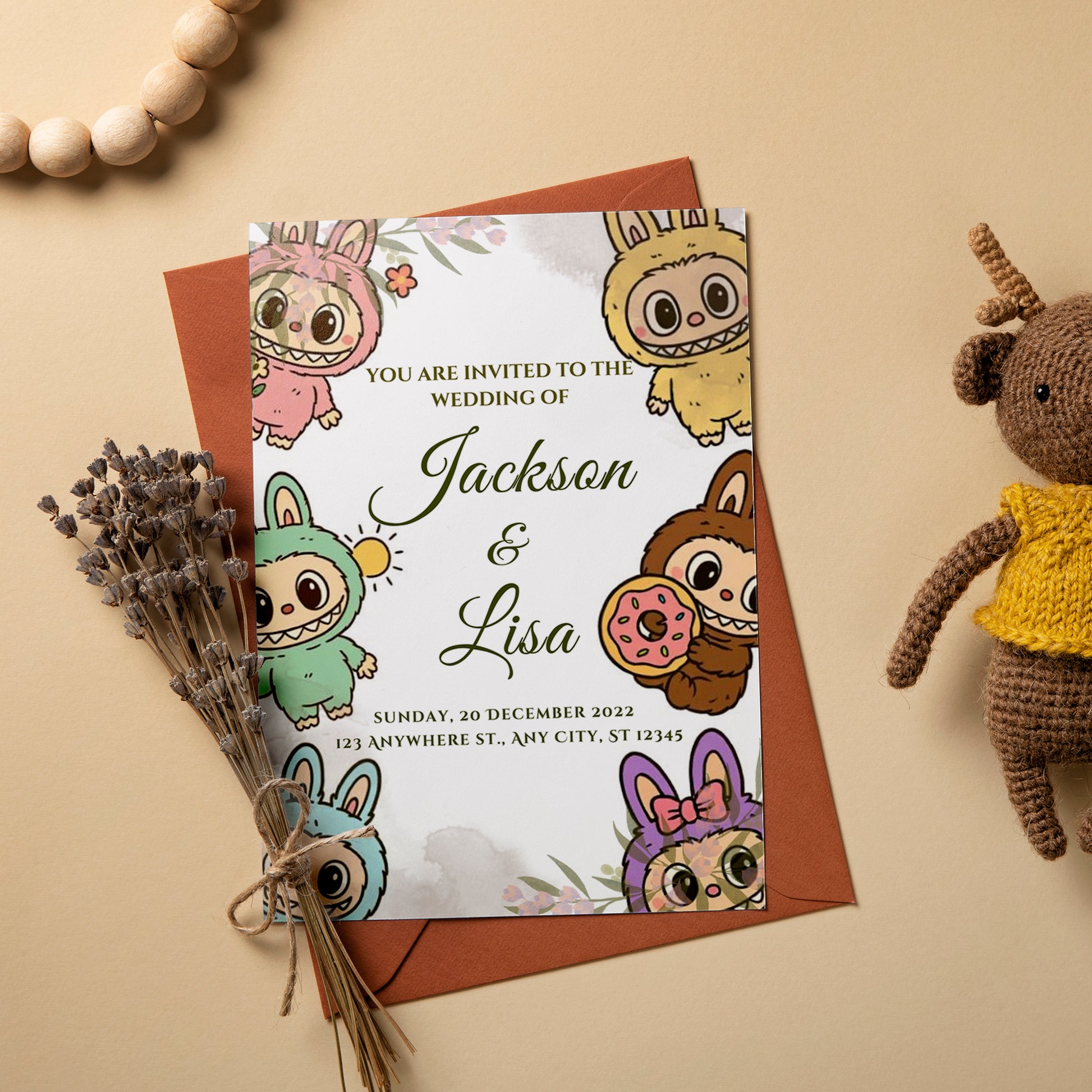 Digital Labubu Wedding Template - CreativeRino