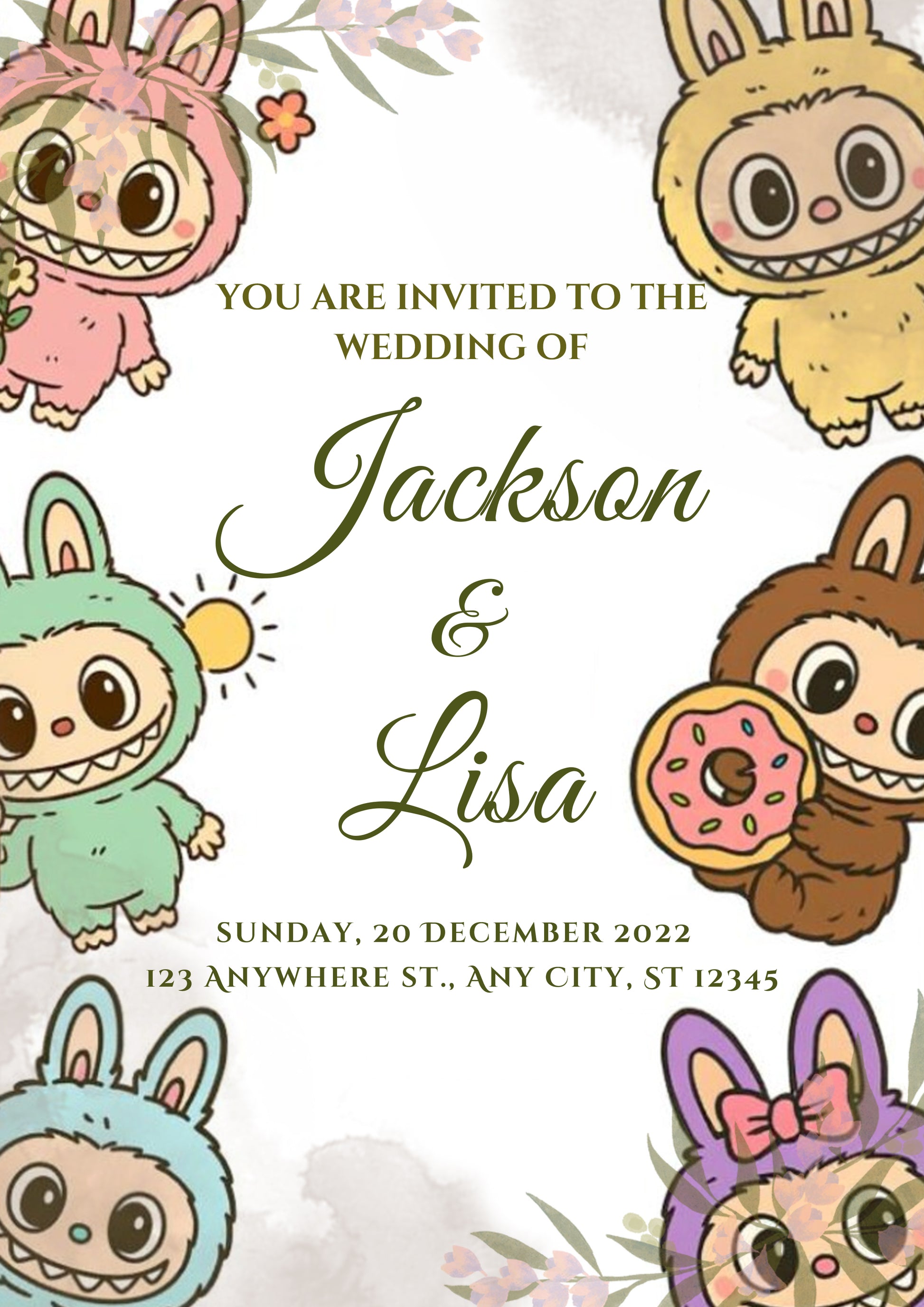 Digital Labubu Wedding Template - CreativeRino