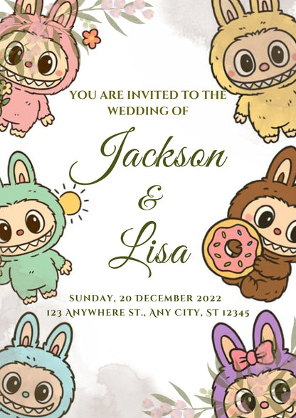 Digital Labubu Wedding Template - CreativeRino