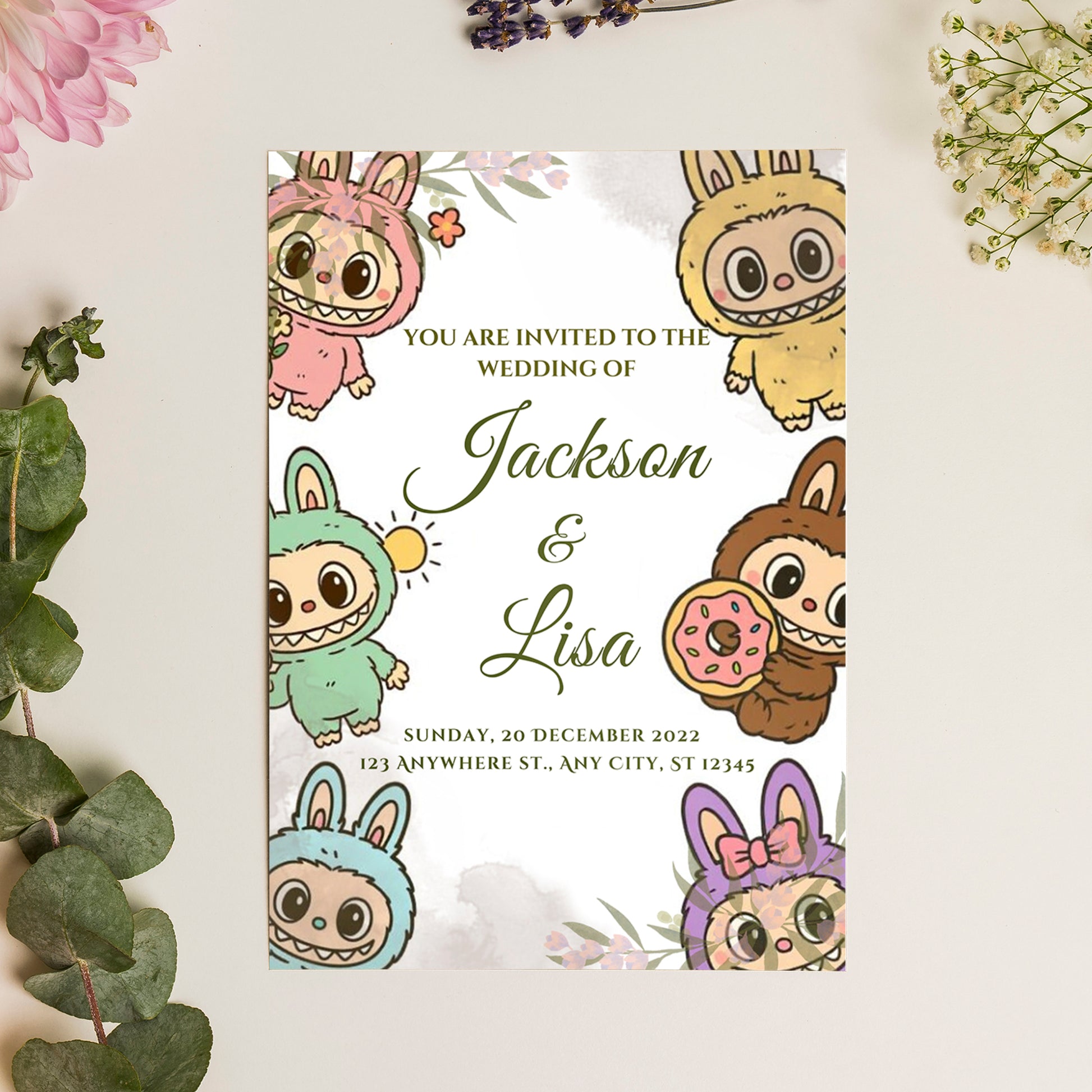 Digital Labubu Wedding Template - CreativeRino