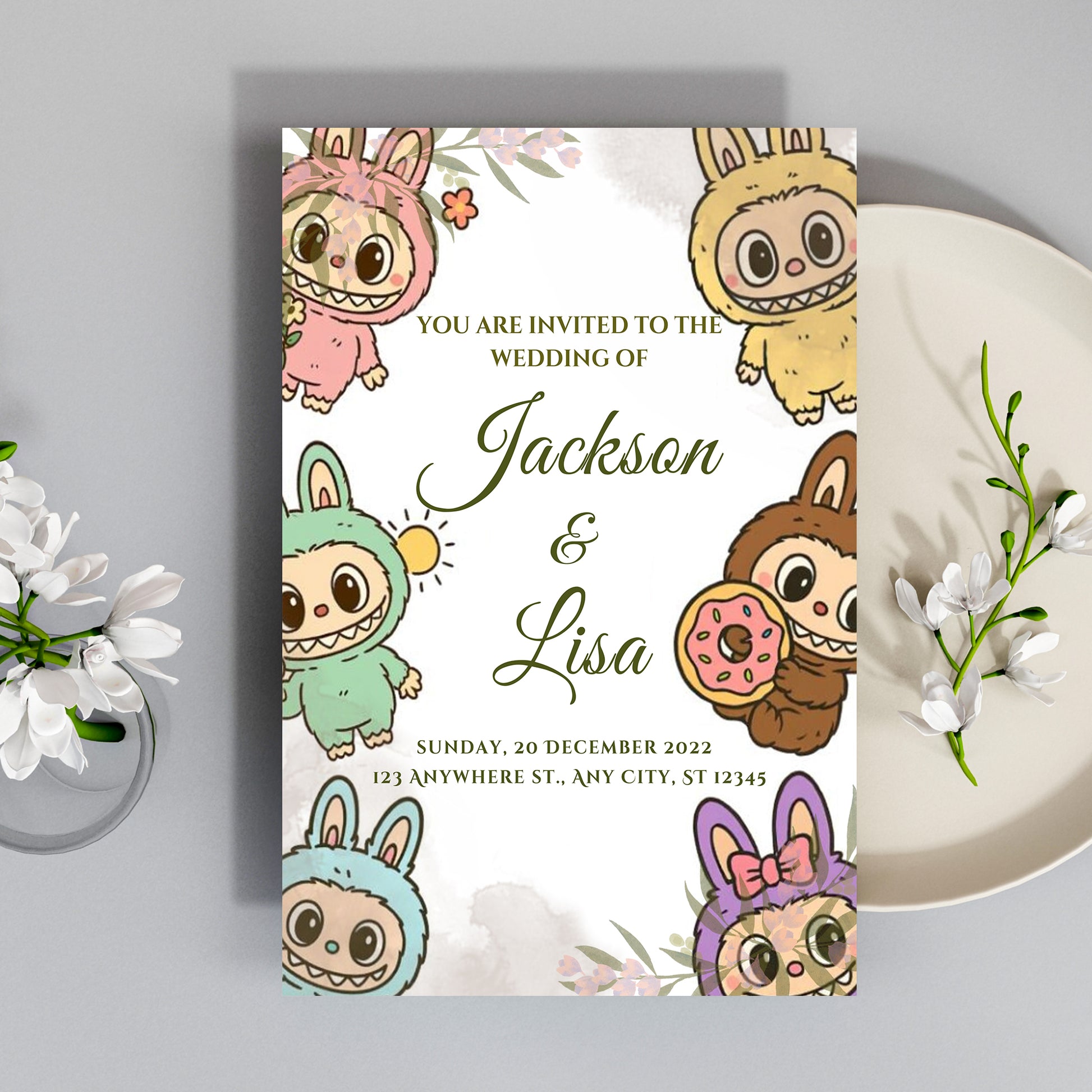 Digital Labubu Wedding Template - CreativeRino