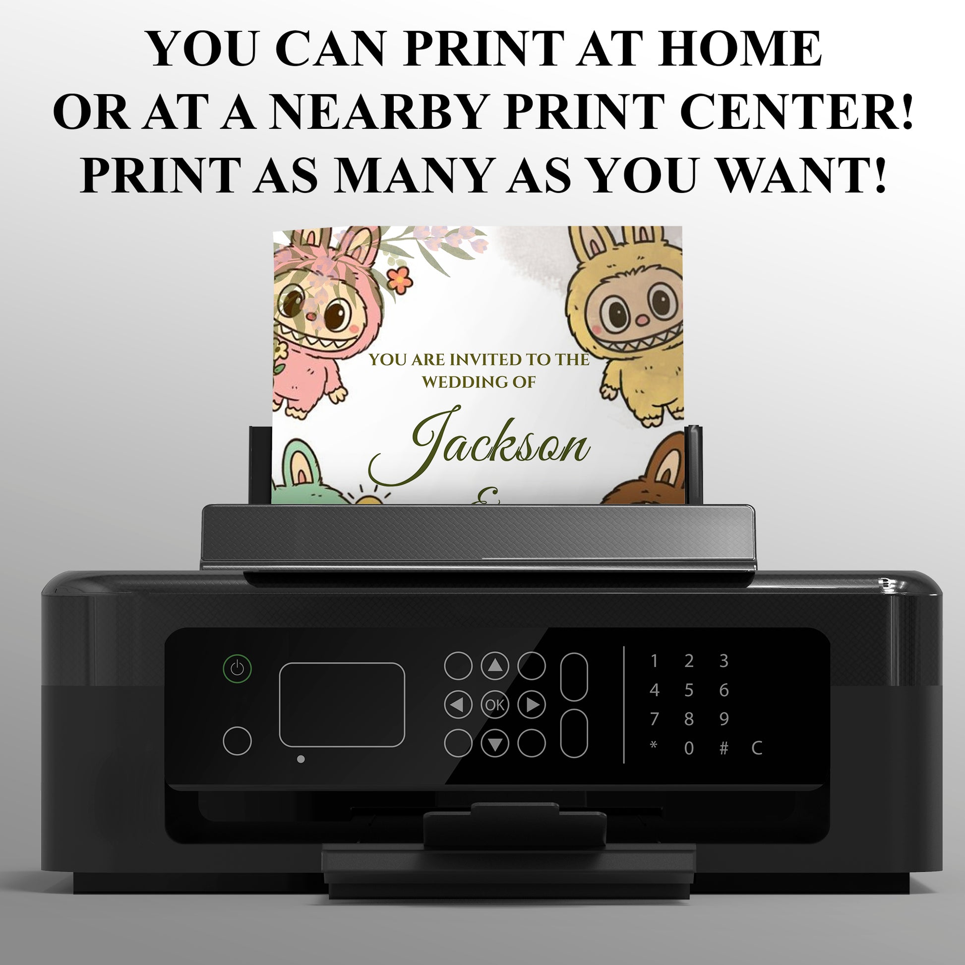 Digital Labubu Wedding Template - CreativeRino