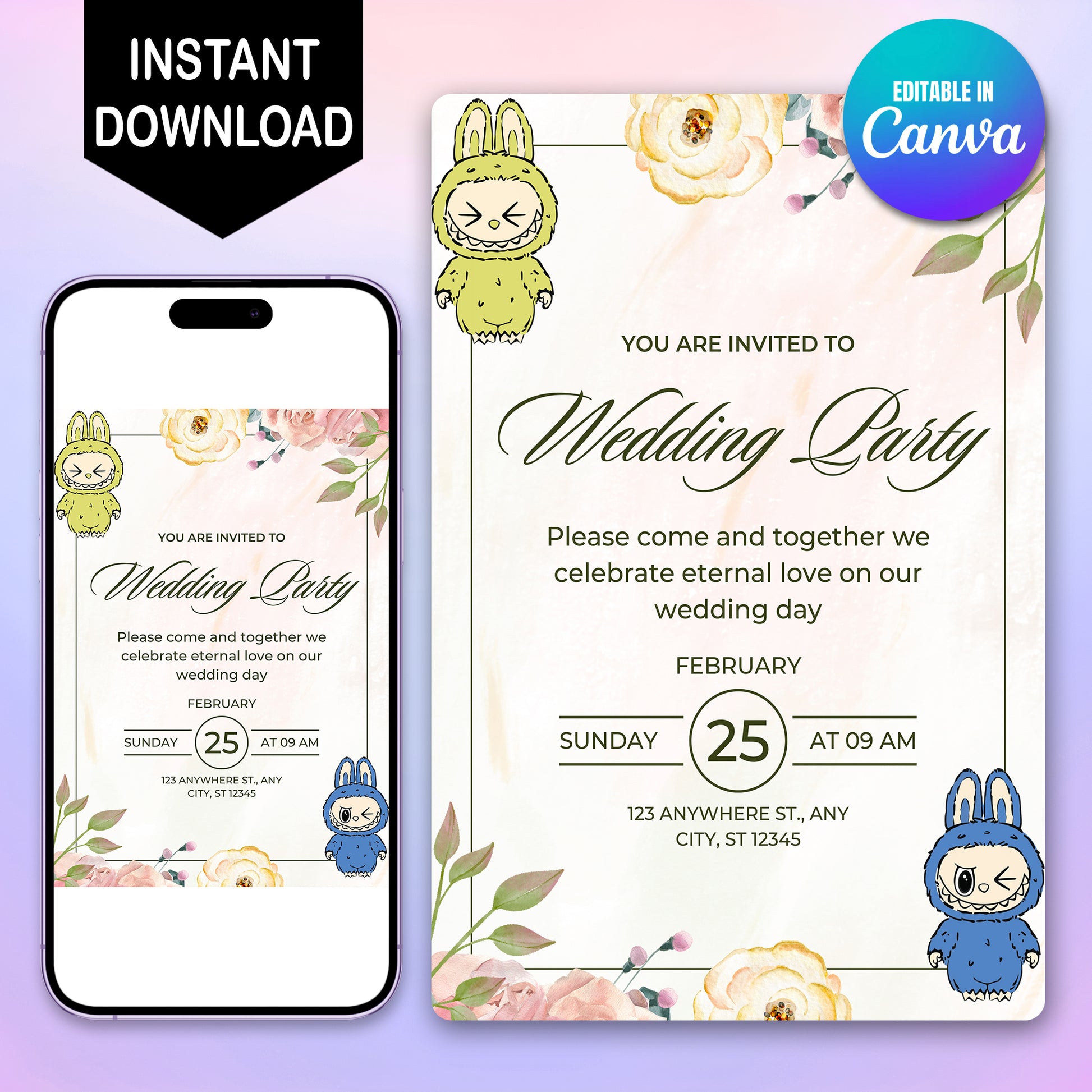 Labubu Wedding e-Invitation Design - CreativeRino