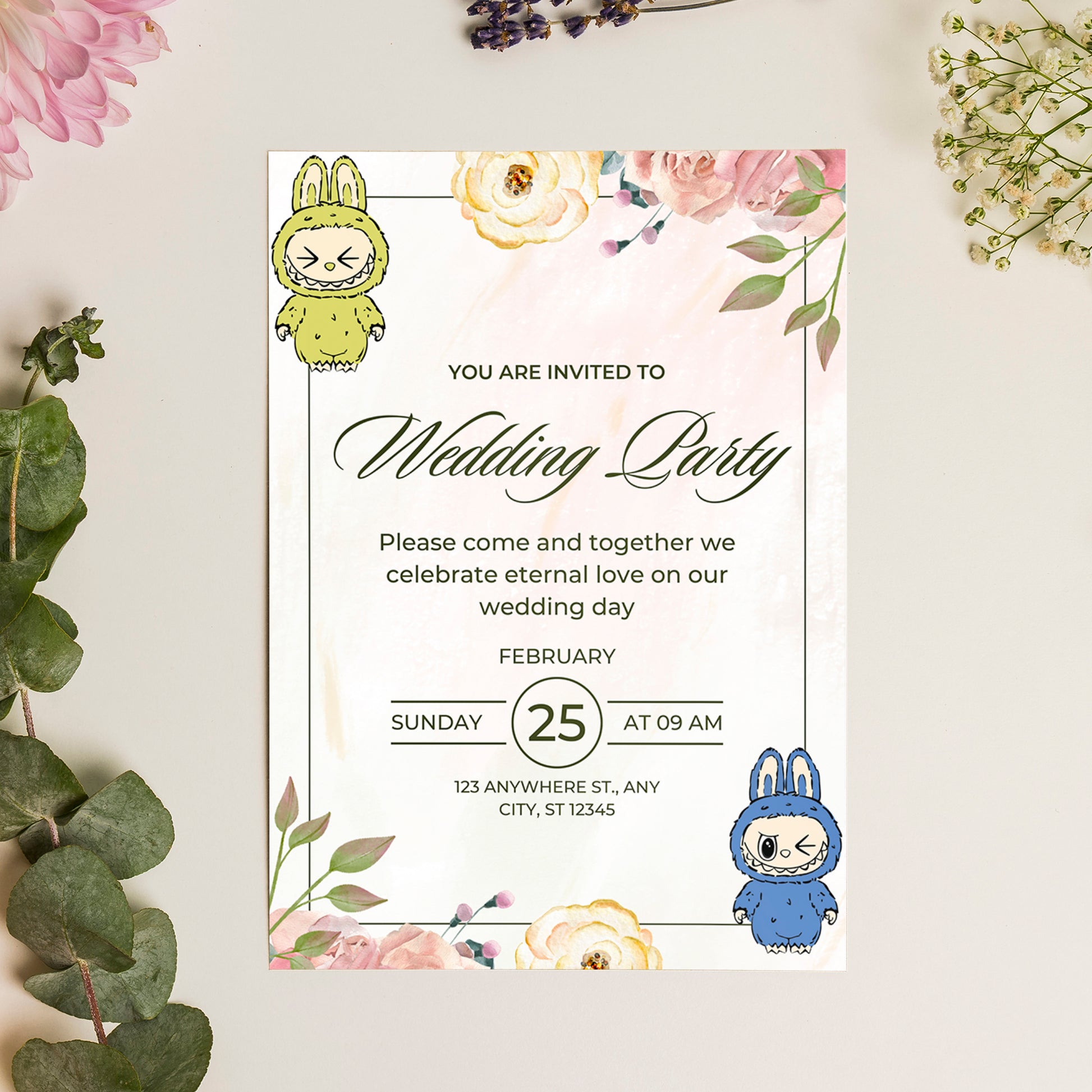 Labubu Wedding e-Invitation Design - CreativeRino