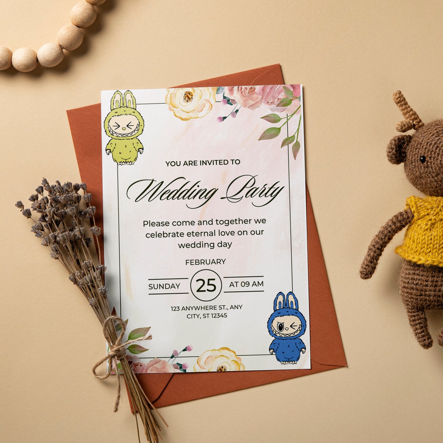 Labubu Wedding e-Invitation Design - CreativeRino