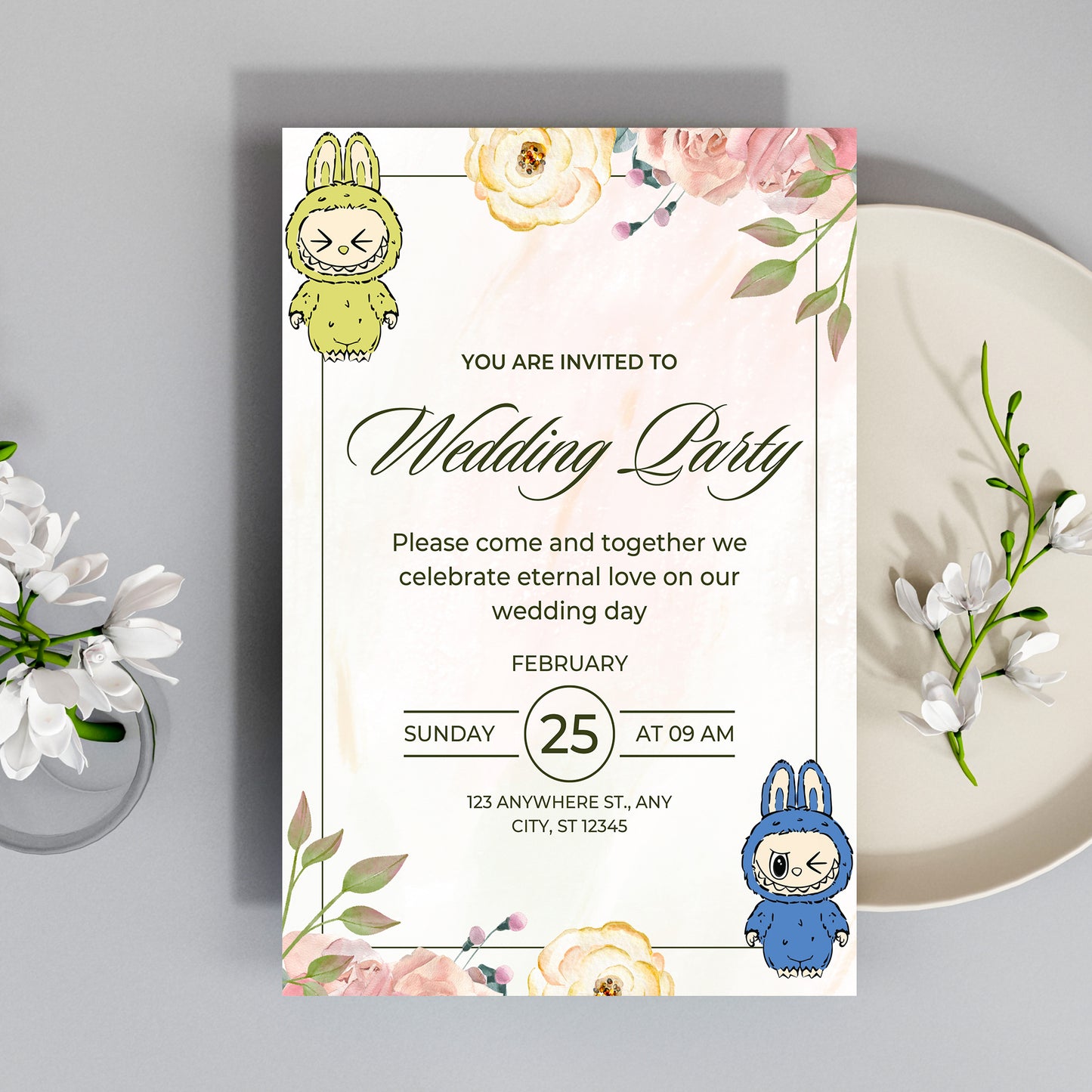 Labubu Wedding e-Invitation Design - CreativeRino