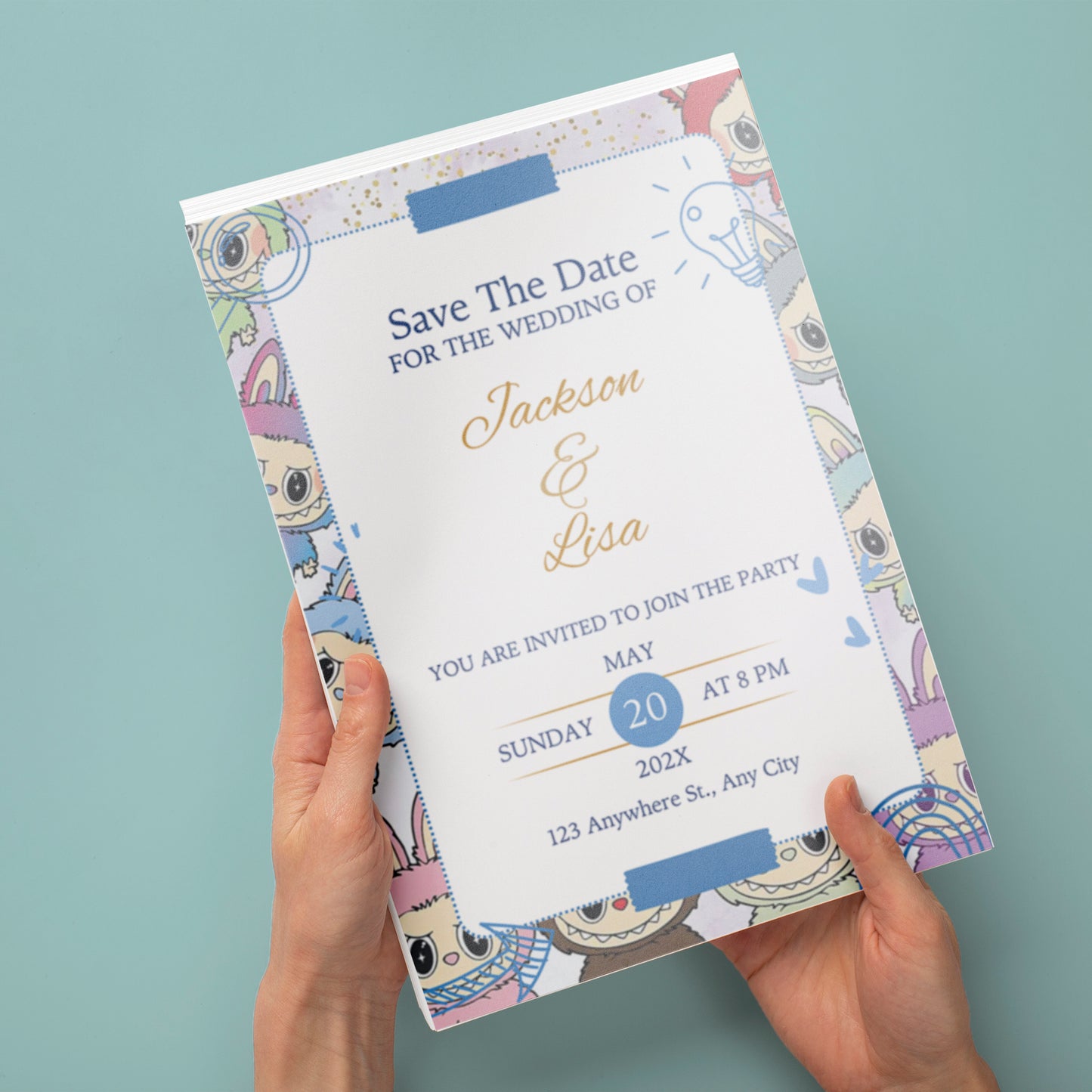 Minimal Labubu Wedding Card Design - CreativeRino