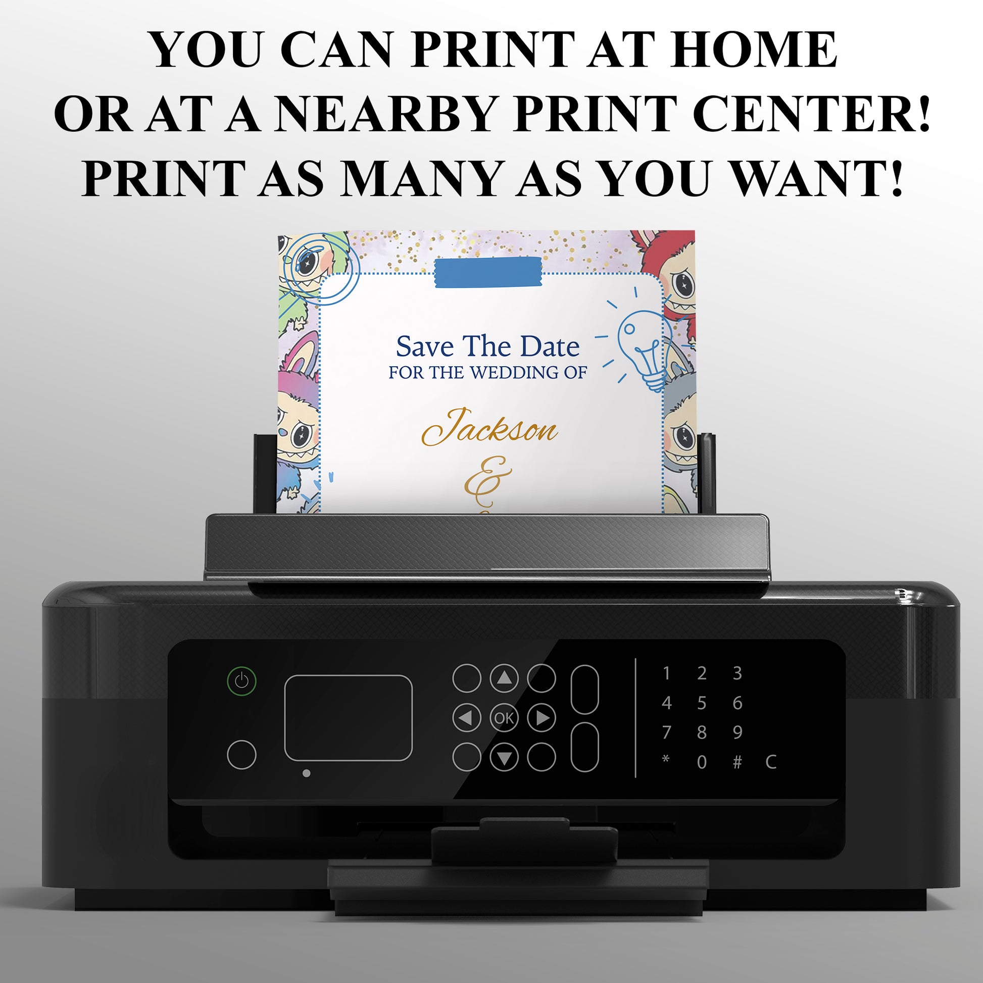 Minimal Labubu Wedding Card Design - CreativeRino